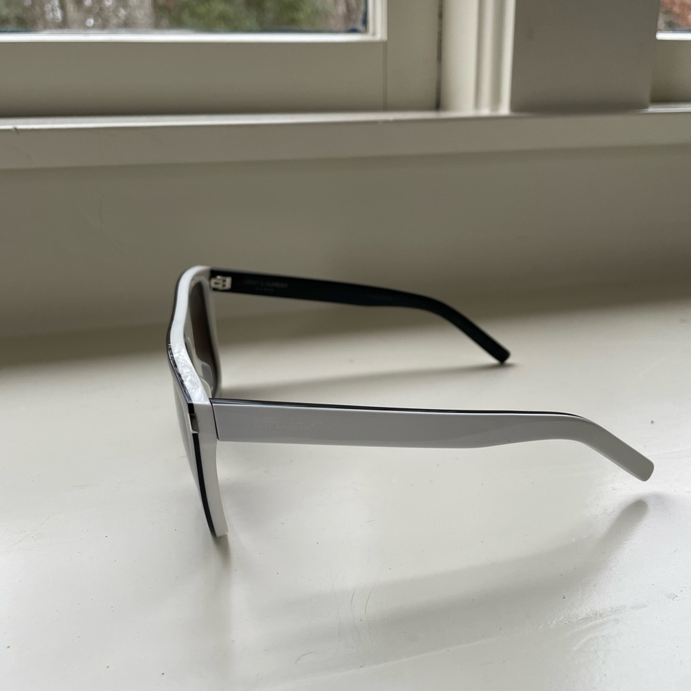 Saint Laurent Black and White Sunglasses with Dark Lenses - Picture 3 of 3